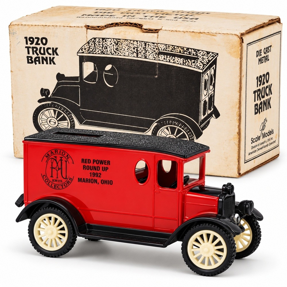 Scale Models 1920 Truck Bank Red Power Round Up 1992 Marion Ohio Red NEW OS